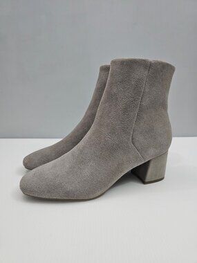 Blondo Alida Waterproof Ankle Bootie Womens 10 Fallen Rock Gray Suede Block Heel
